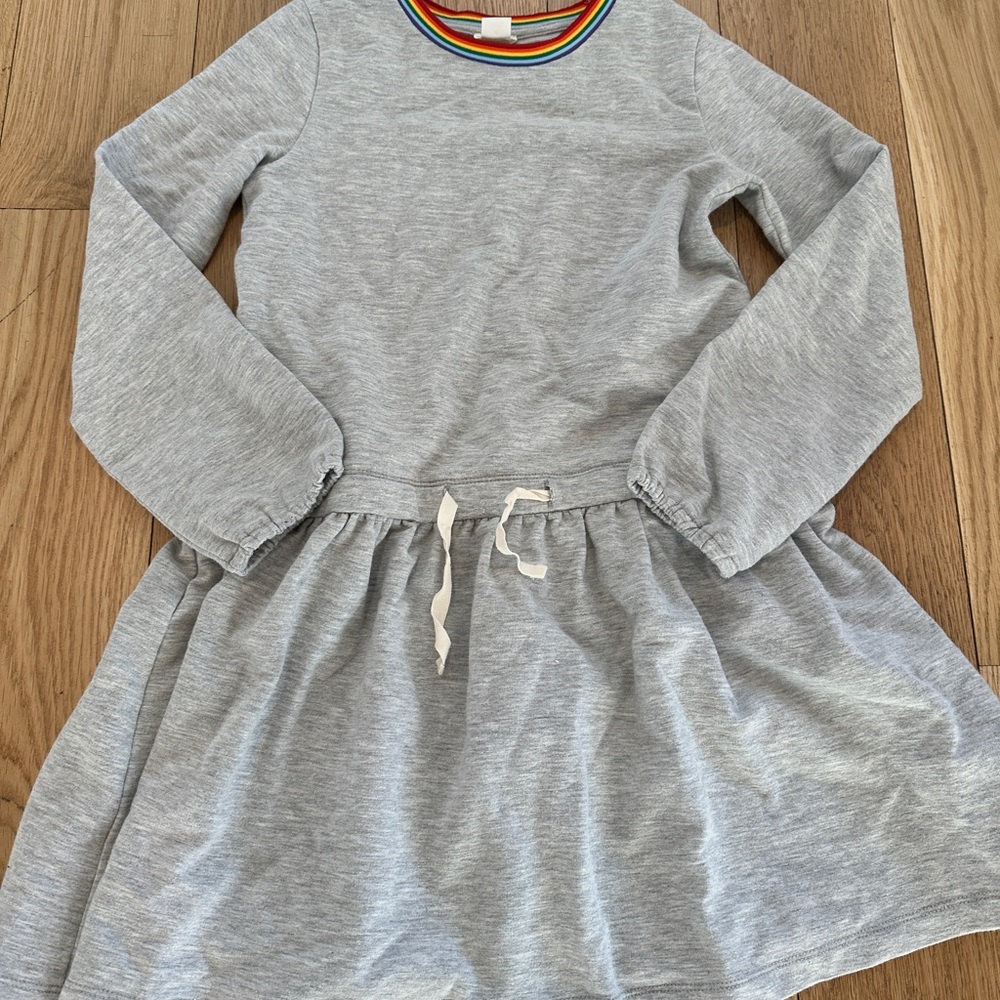 Gray Long Sleeve Dress with Rainbow Collar